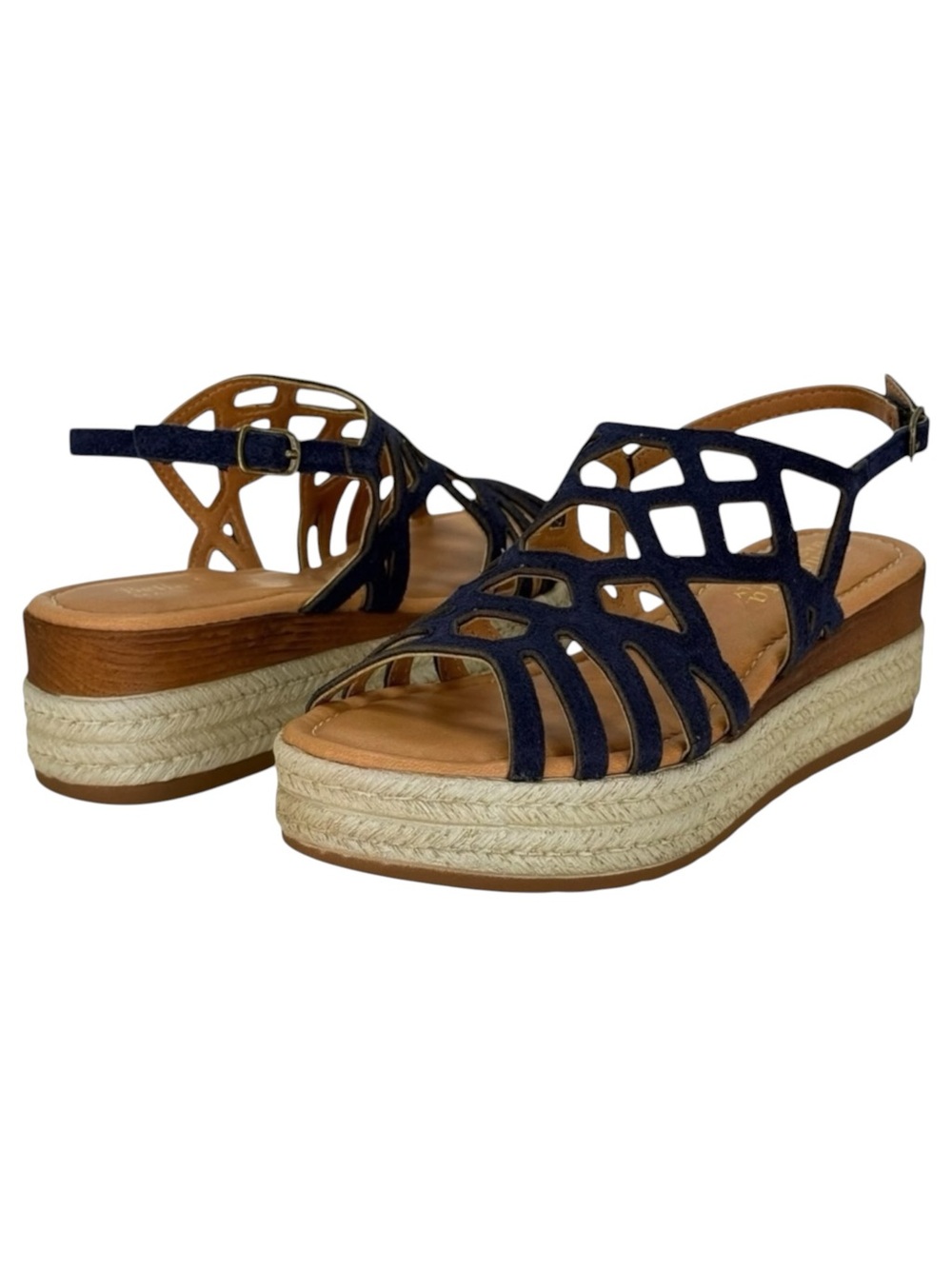 Bella Vita Zip-Italy Navy Leather Womens Wedge Sandals Size 12M - Picture 12 of 14